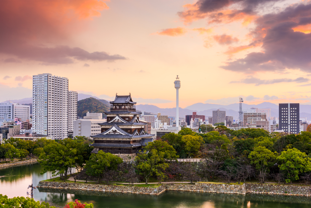 Hiroshima, Japan cityscape at the castle