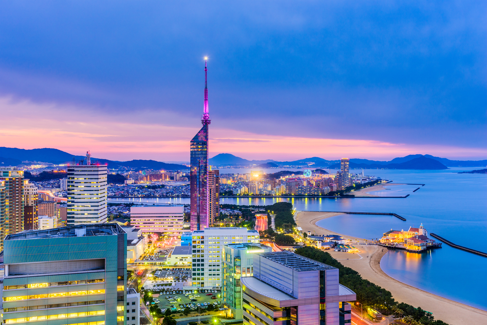 Fukuoka, Japan downtown city skyline